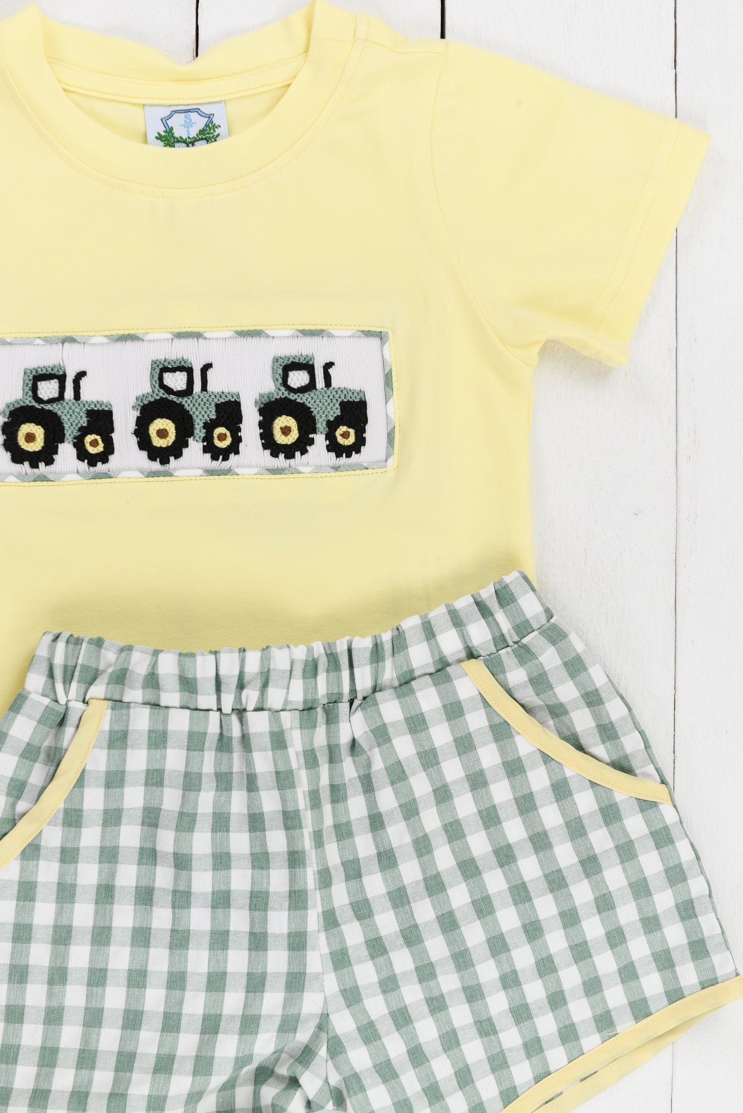 Smocked Tractors Boys Short Set