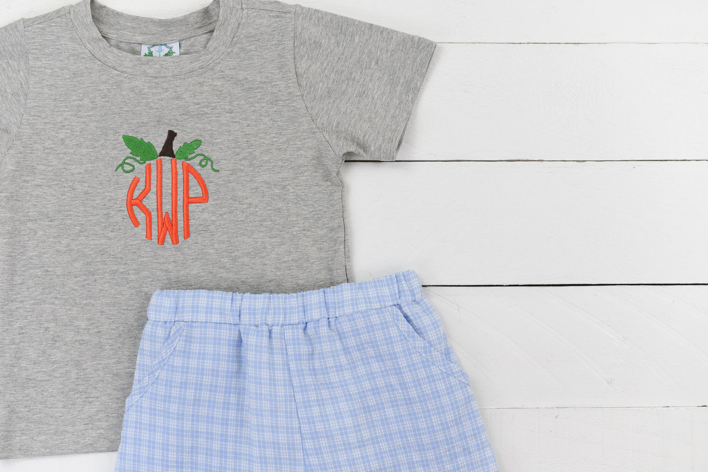 Circle Monogram Pumpkin Boy Short Set