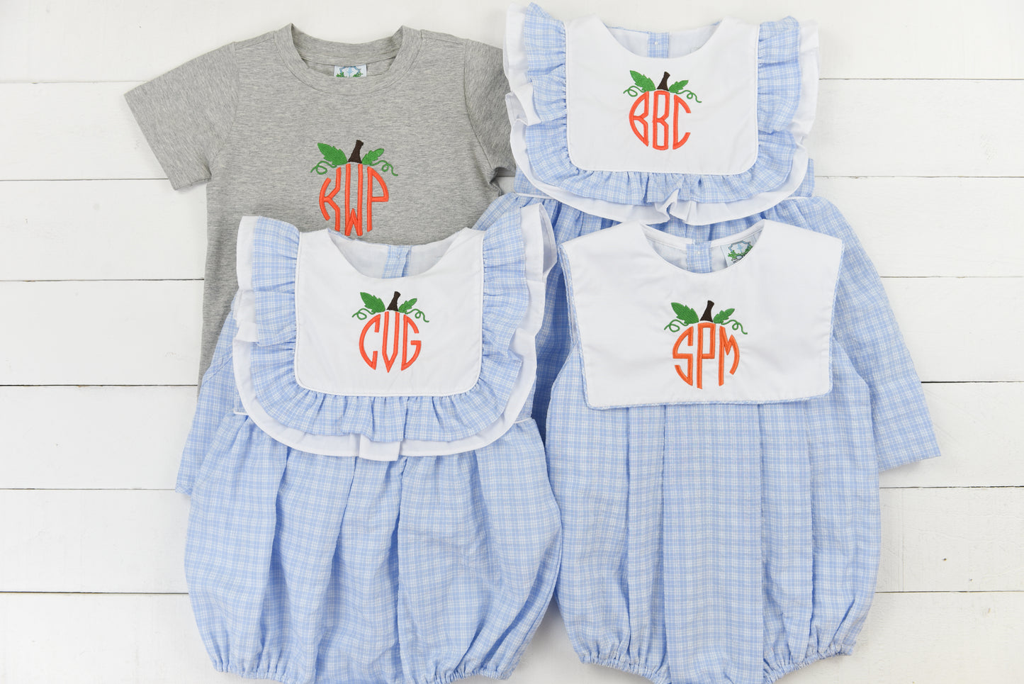 Circle Monogram Pumpkin Boy Short Set