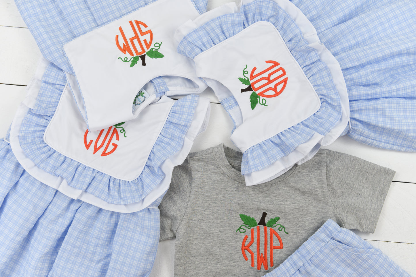 Circle Monogram Pumpkin Boy Short Set