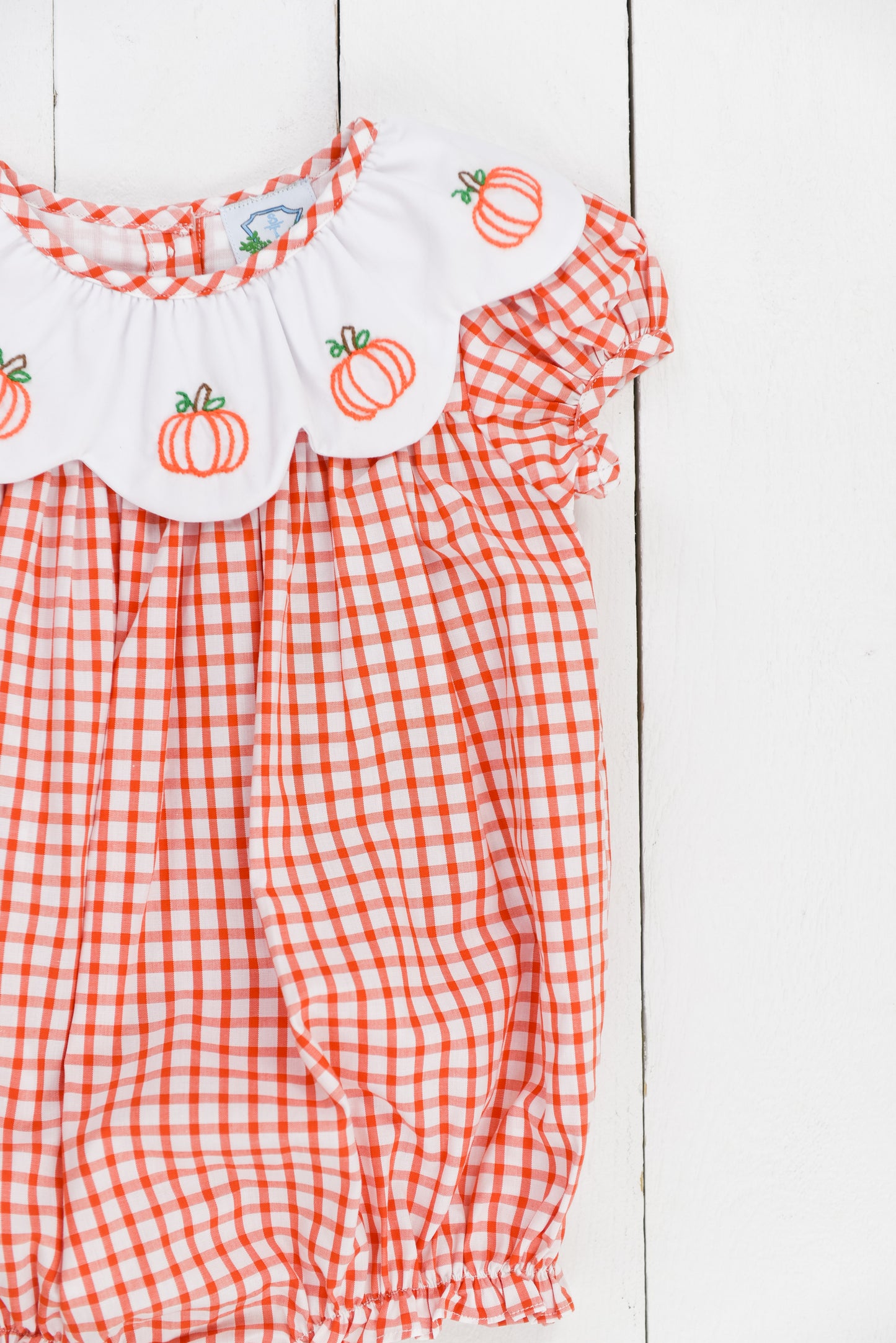 Embroidered Pumpkin Scalloped Girl Bubble