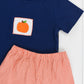 Navy and Orange Pumpkin Casual Short Set