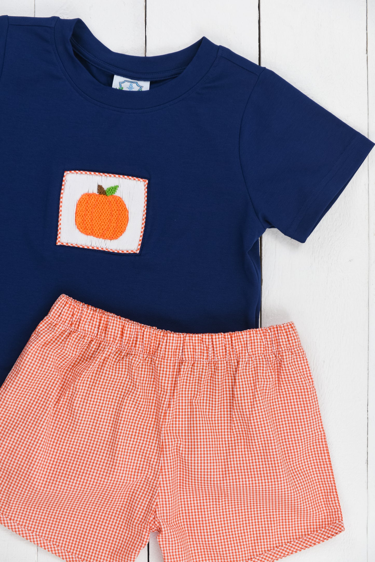 Navy and Orange Pumpkin Casual Short Set