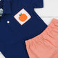 Navy and Orange Pumpkin Polo Short Set