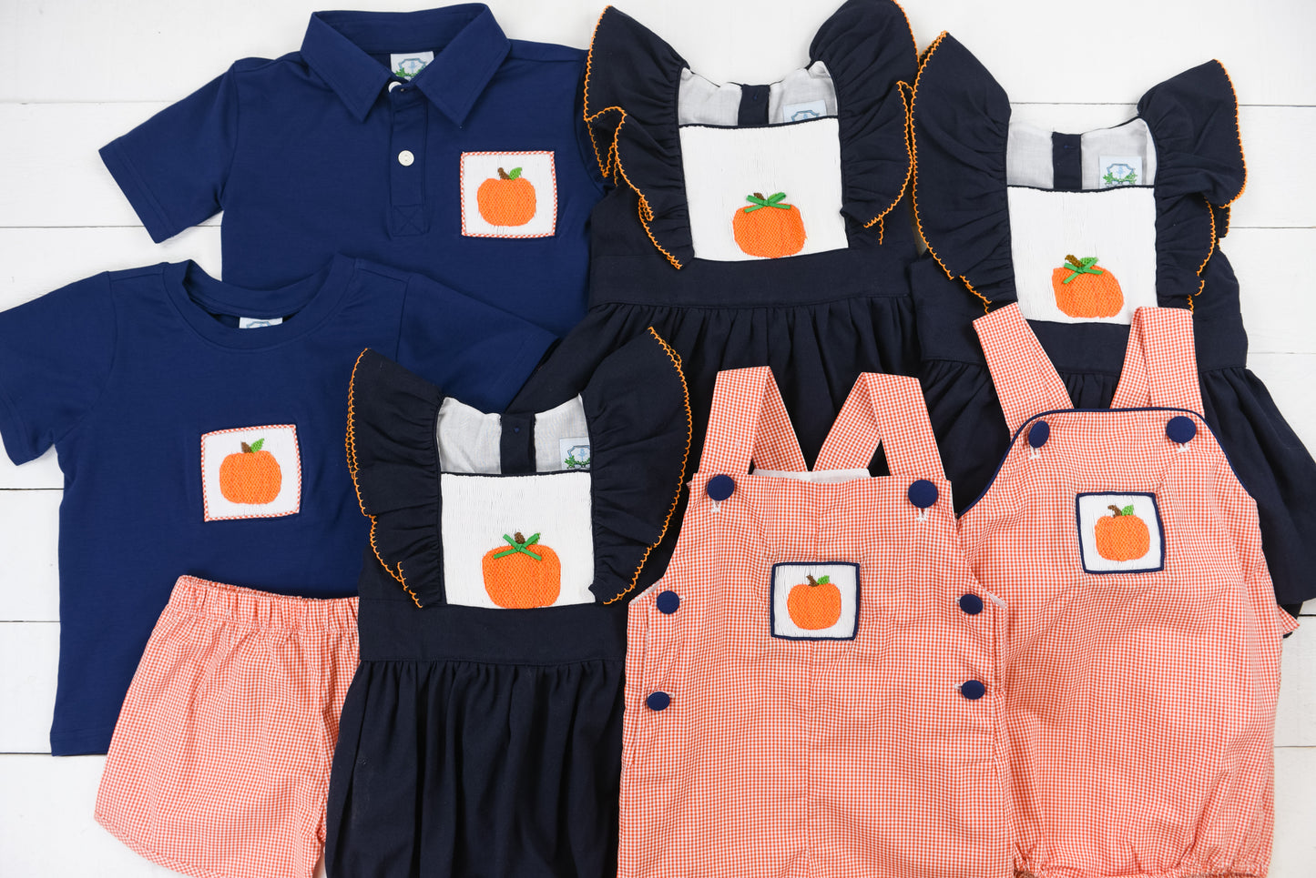 Navy and Orange Pumpkin Casual Short Set