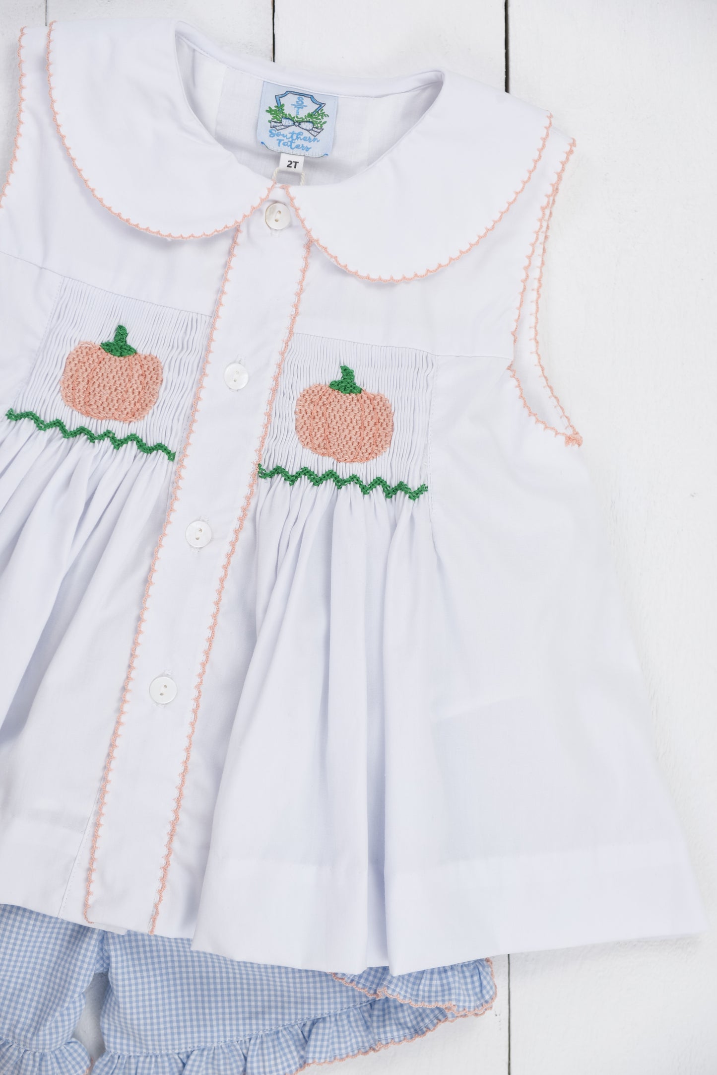 Single Smocked Pumpkin Girl Short Set