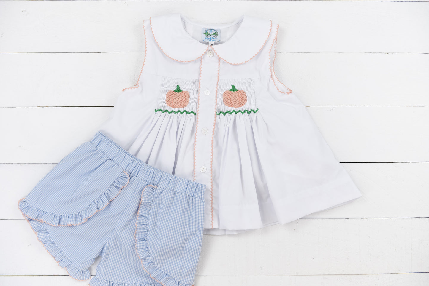 Single Smocked Pumpkin Girl Short Set