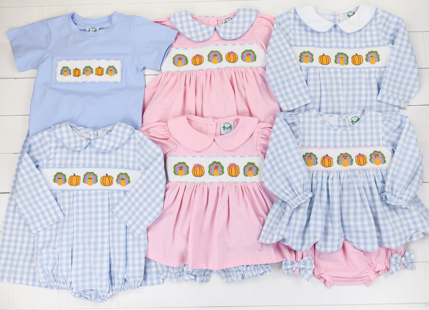 Gingham Smocked Turkey Bloomer Set