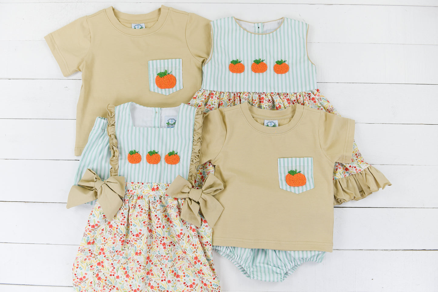 French Knot Pumpkins Girls Romper