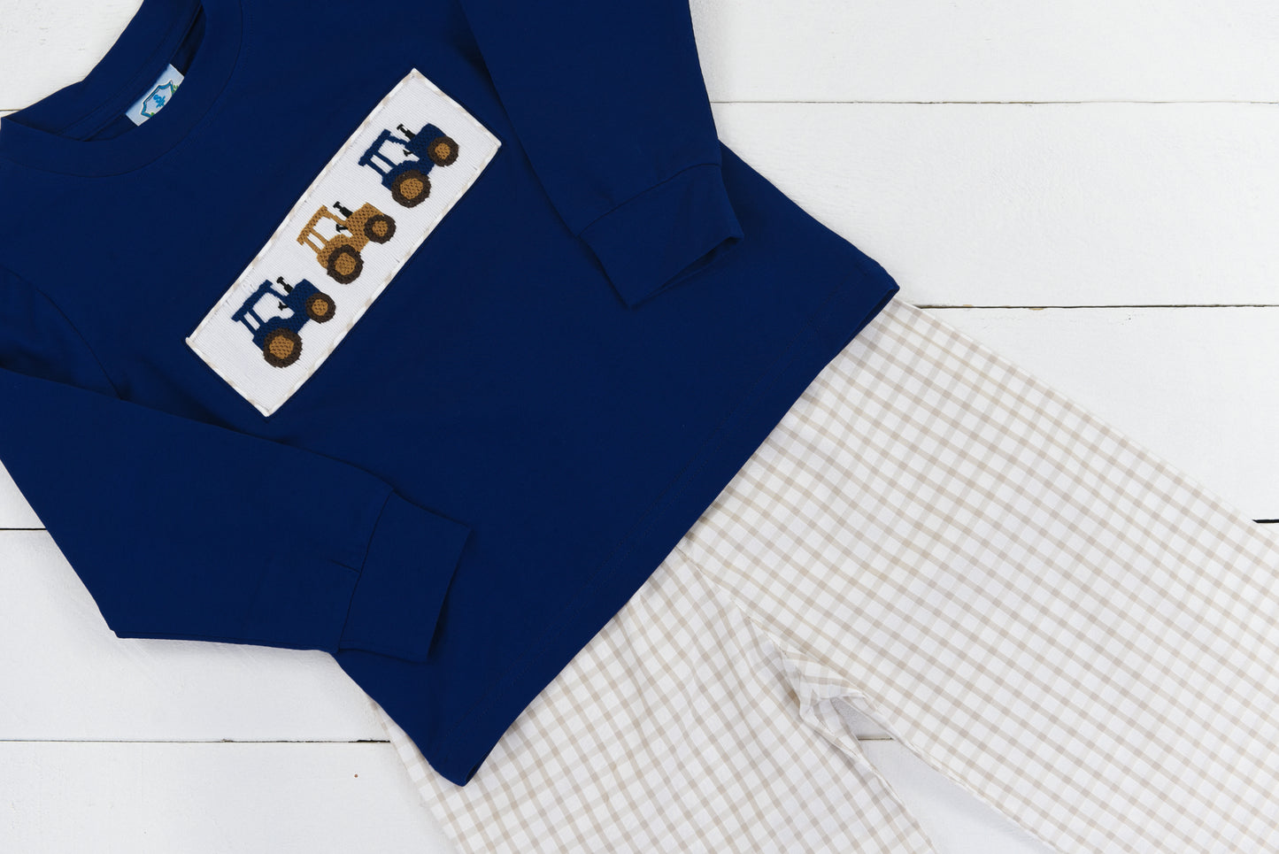 Smocked Tractor Boys Pant Set