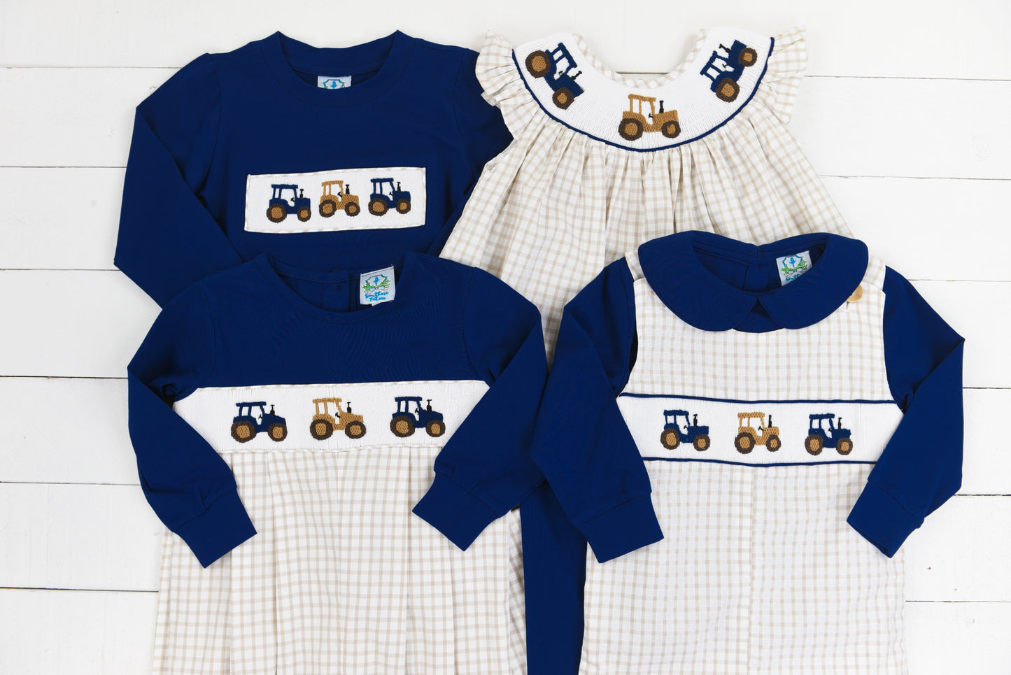 Smocked Tractor Girls Pant Set