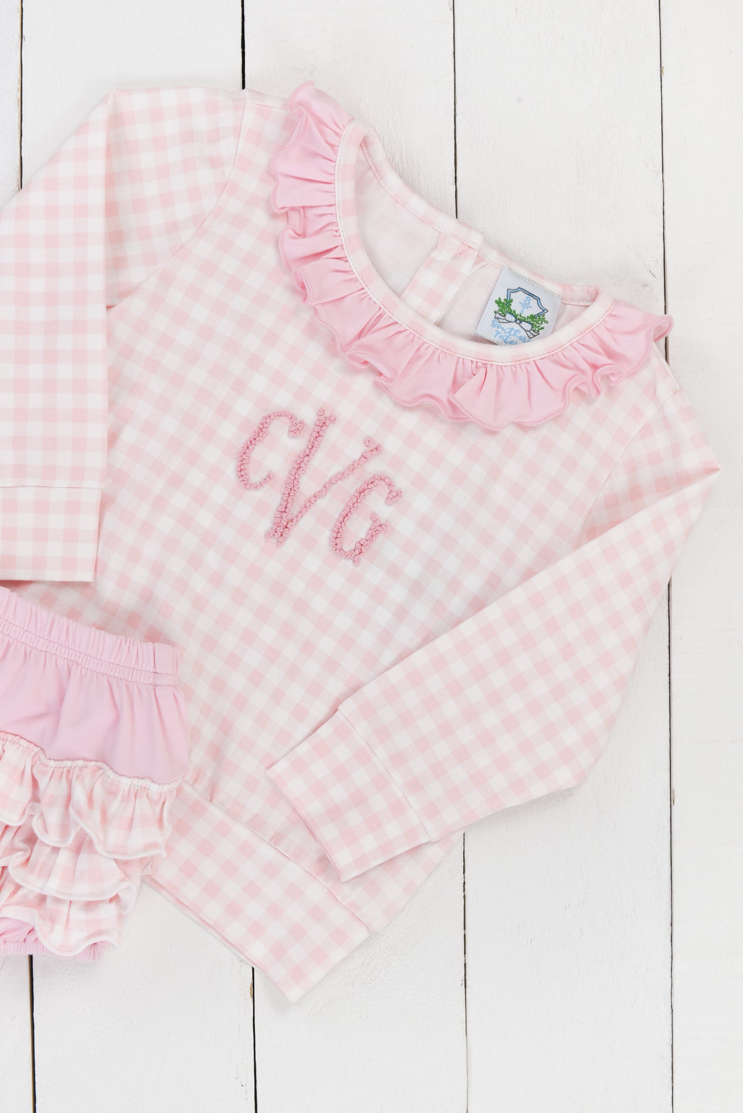 Pink Gingham Diaper Set