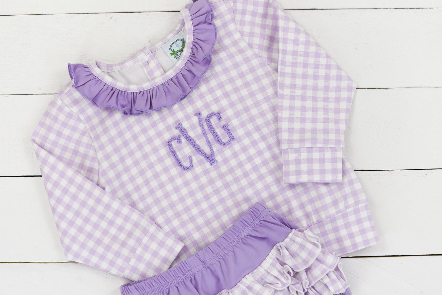 Purple Gingham Diaper Set