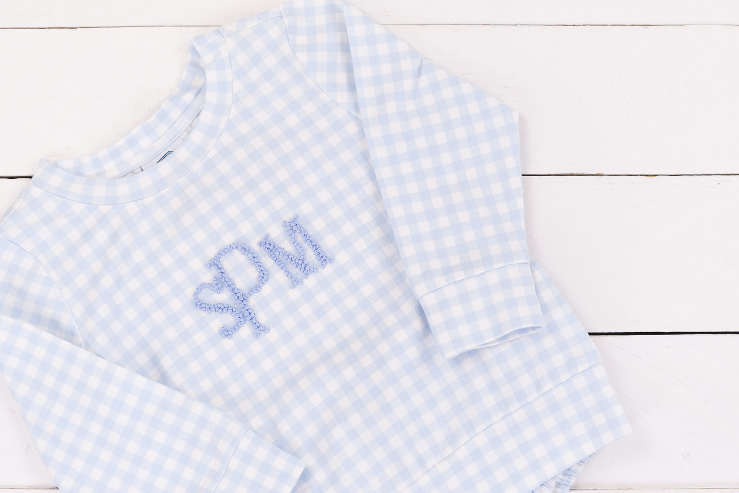 Blue Gingham Diaper Set