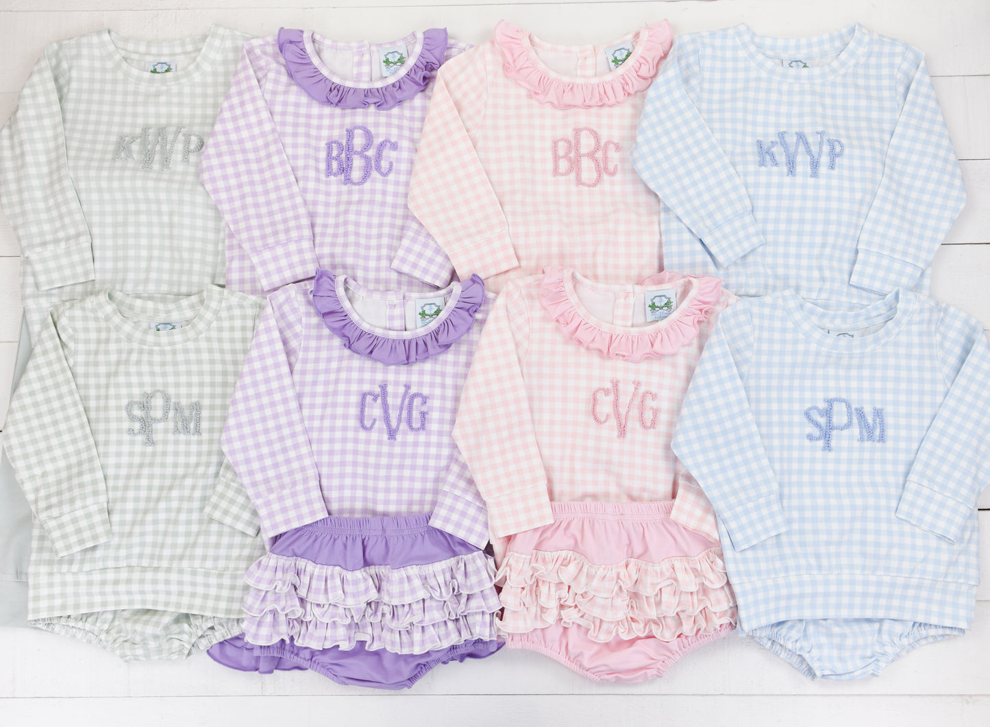 Purple Gingham Diaper Set