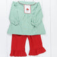 Smocked Santa Girls Pant Set