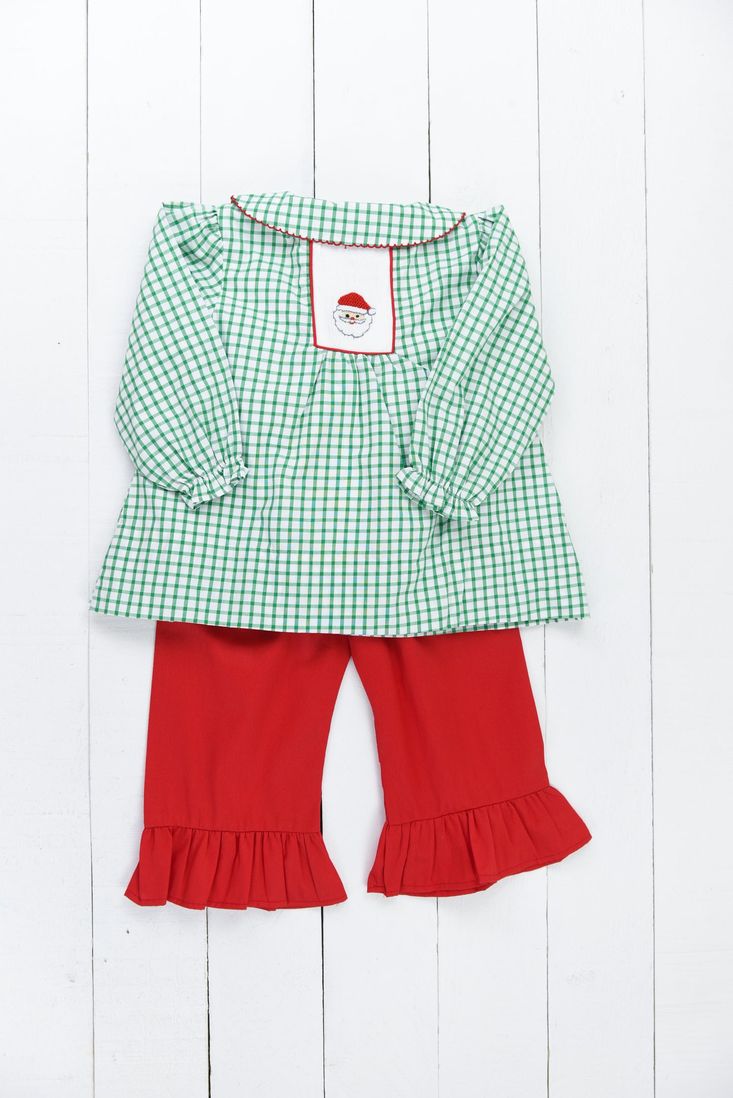 Smocked Santa Girls Pant Set