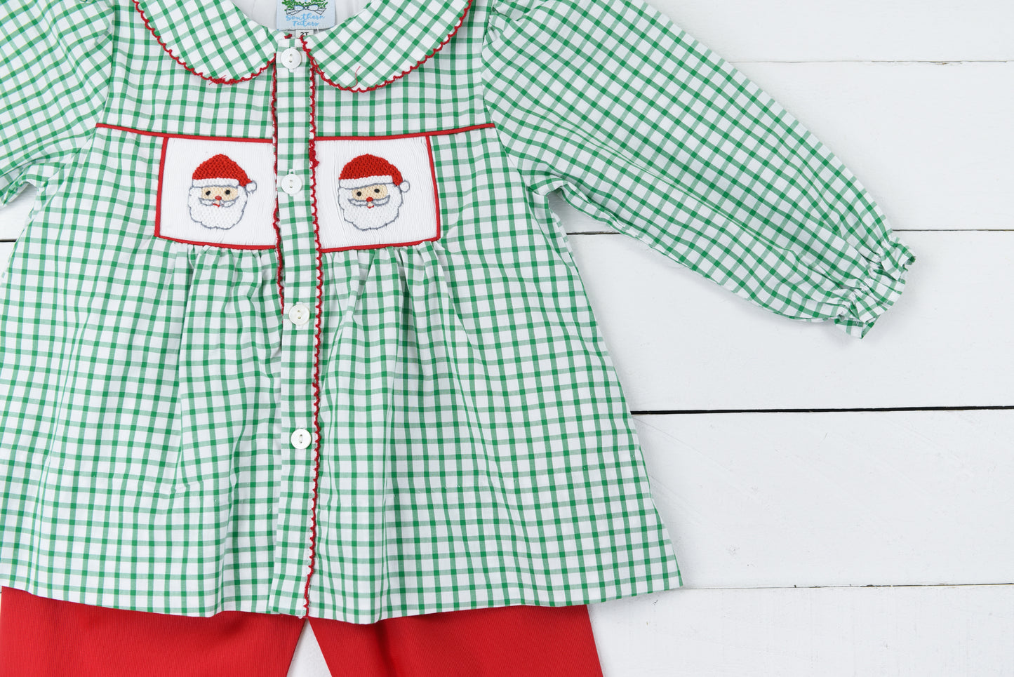 Smocked Santa Girls Pant Set