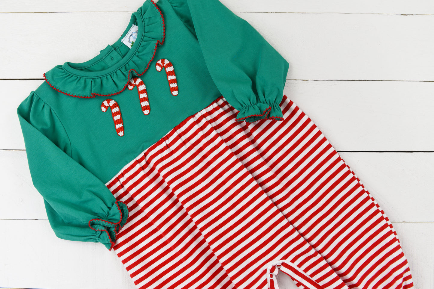 Casual Candy Canes Girls Romper