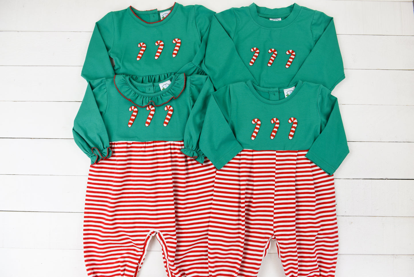 Casual Candy Canes Girls Romper