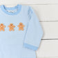 Blue Gingerbread Man Long Romper