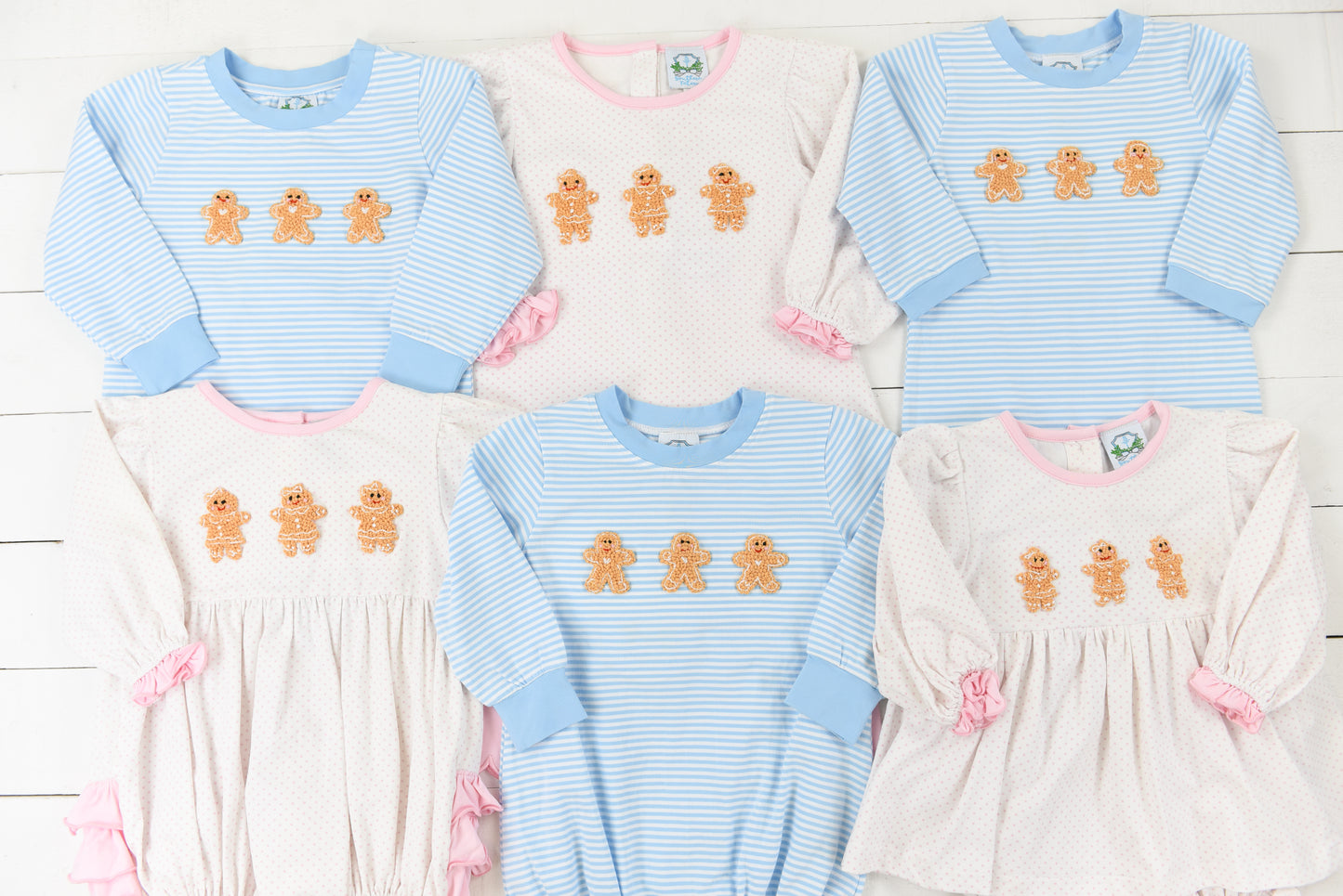 Blue Gingerbread Man Long Romper