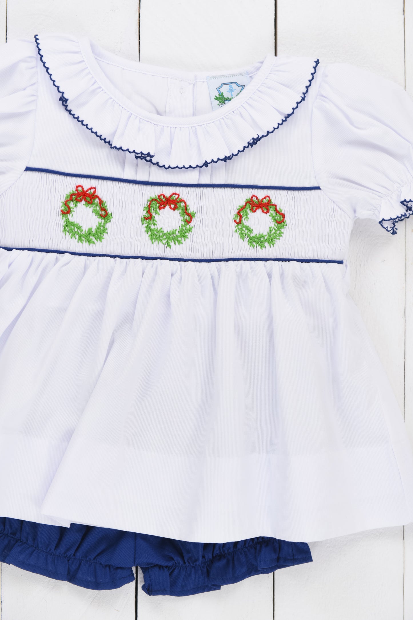 Smocked Wreath Girls Bubble Short Set