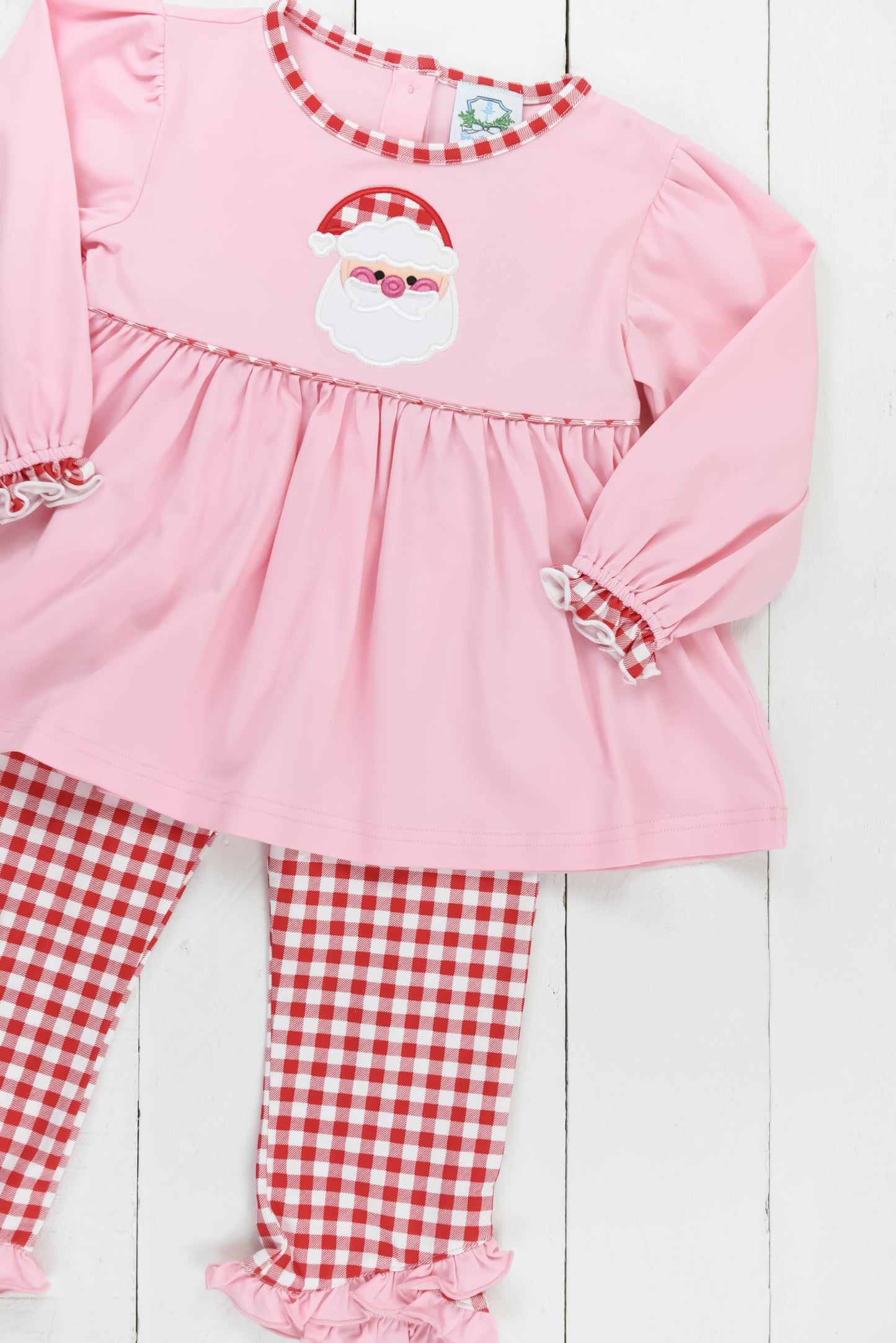 Santa Applique Pink Pants Set