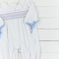 Blue Classic Smocked Girls Long Bubble