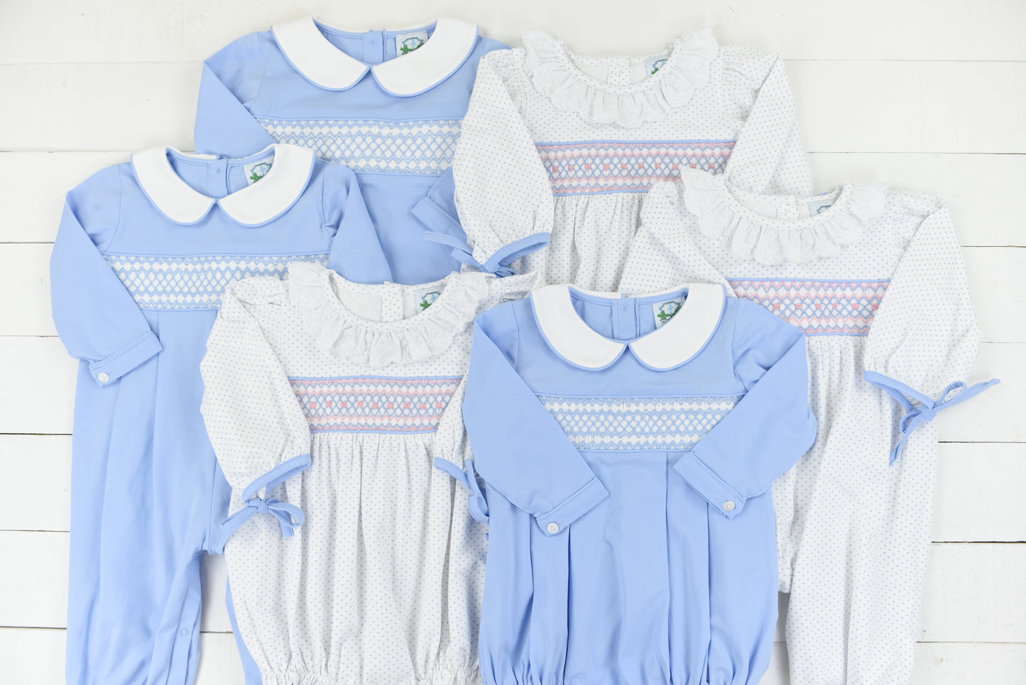 Blue Classic Smocked Boys Long Romper