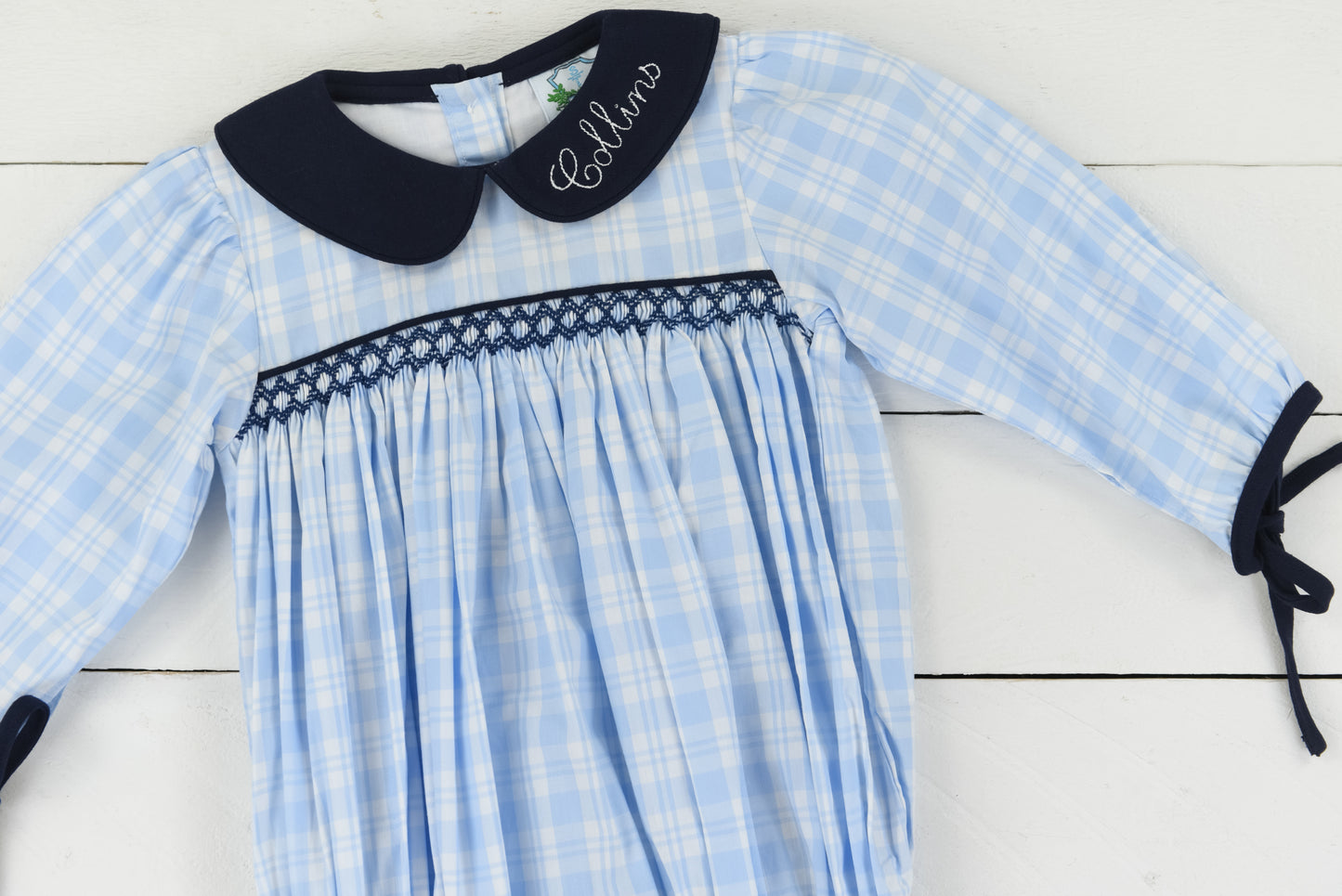 Navy Plaid Girls Bubble