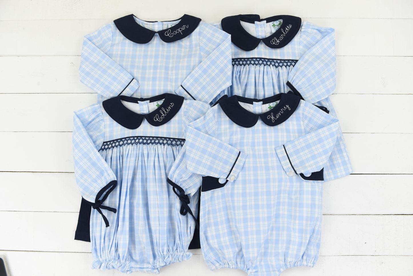 Navy Plaid Girls Bubble