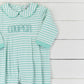 Simple Knit Mint Name Boys Long Romper