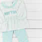 Simple Knit Mint Name Girls Pants Set