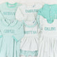 Simple Knit Mint Name Girls Pants Set