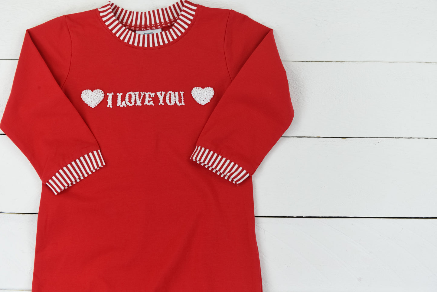 Red I Love You Boys Long Romper