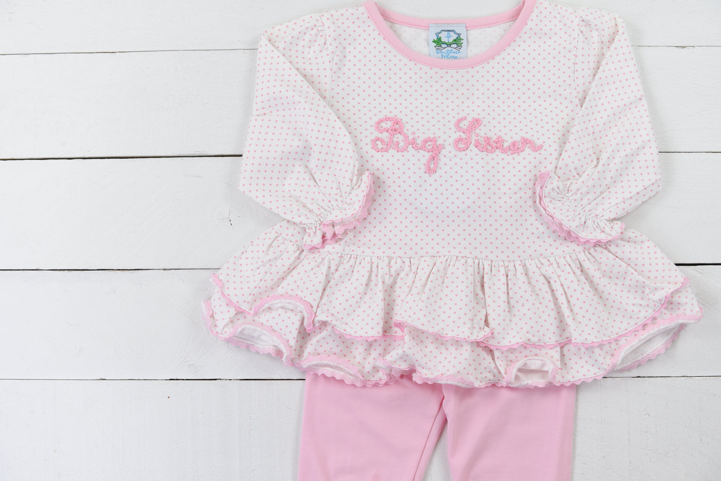 Pink Chainstitch Big Sister Pant Set