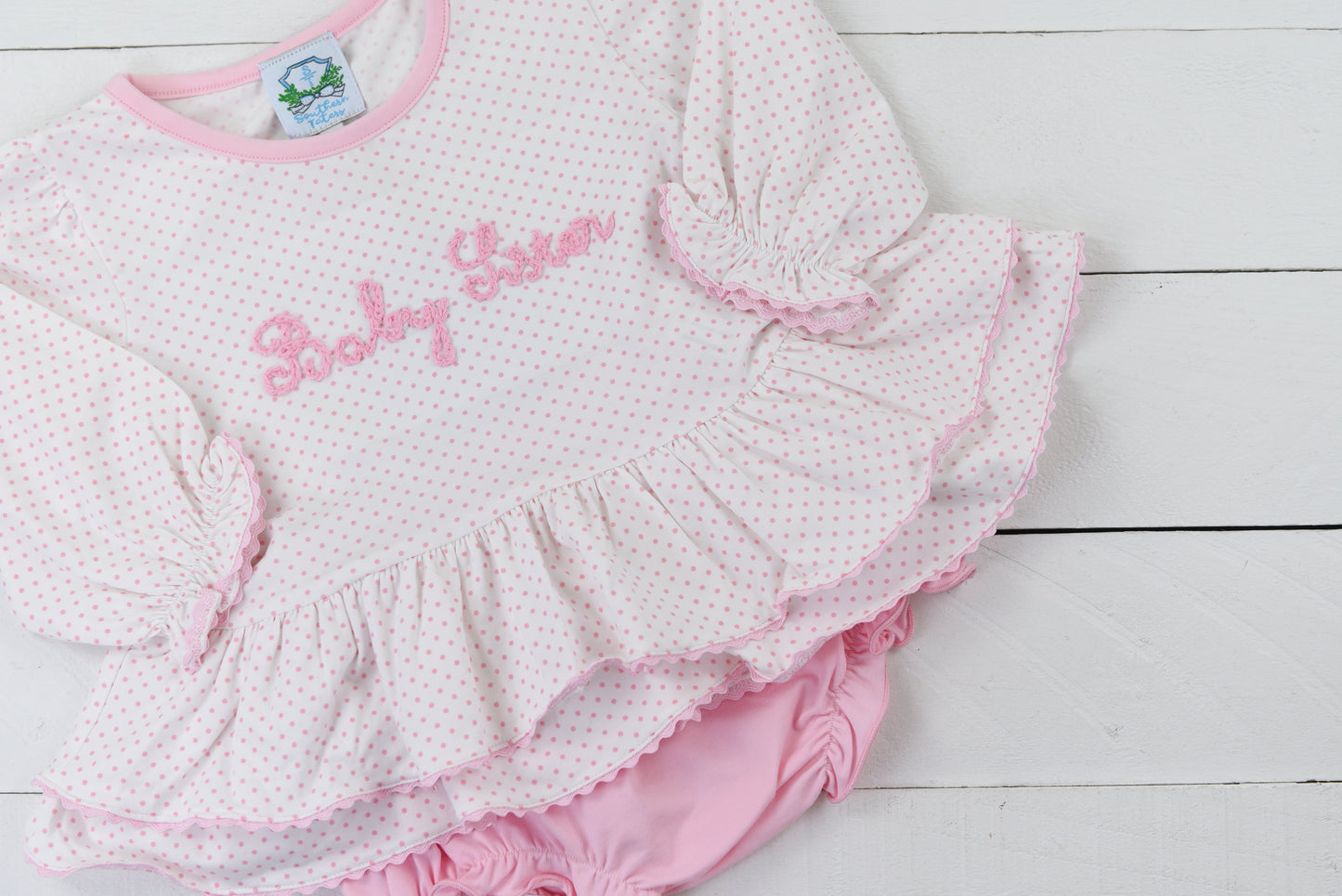 Pink Chainstitch Baby Sister Bloomer Set