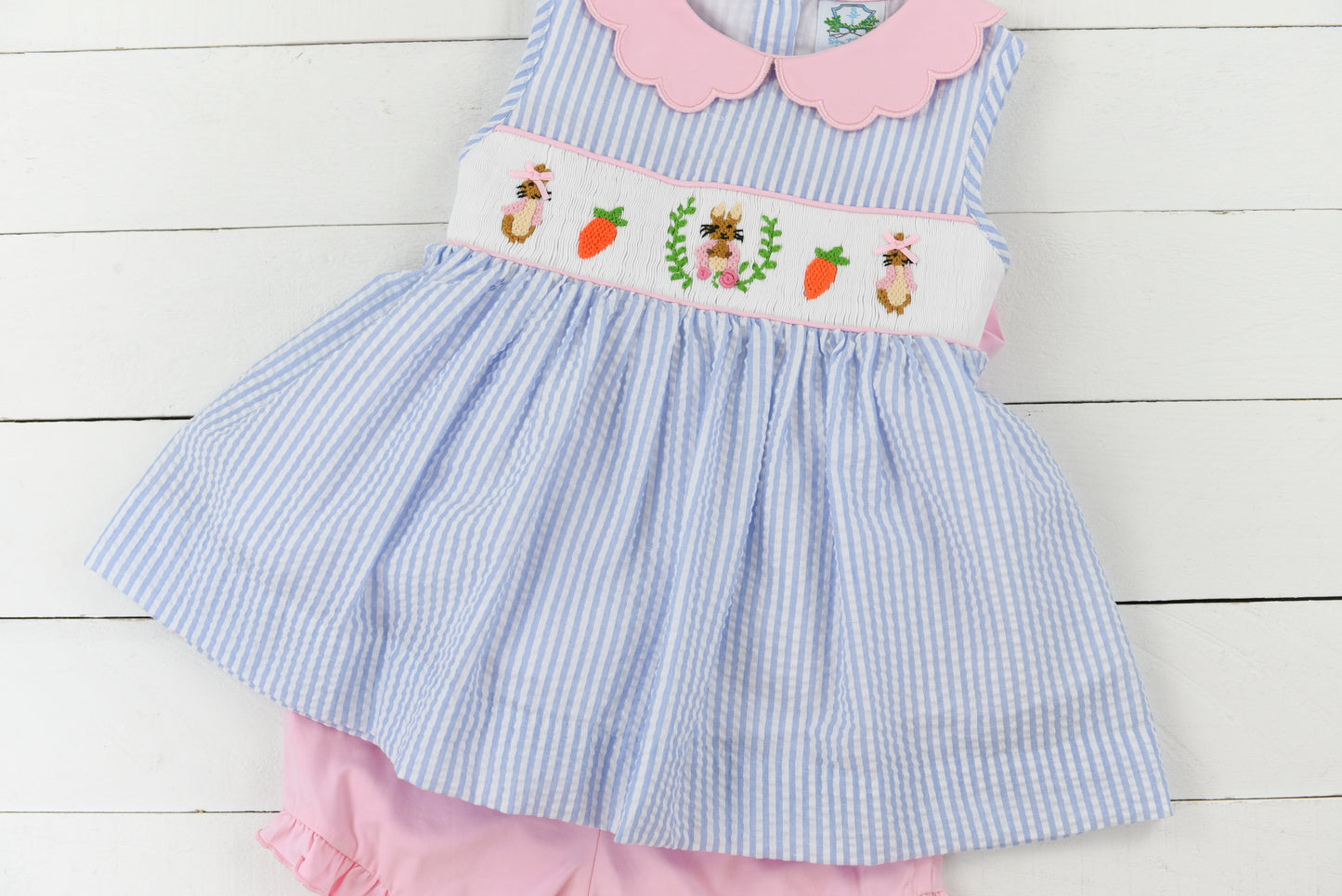 Seersucker Carrot Patch Girl Short Set