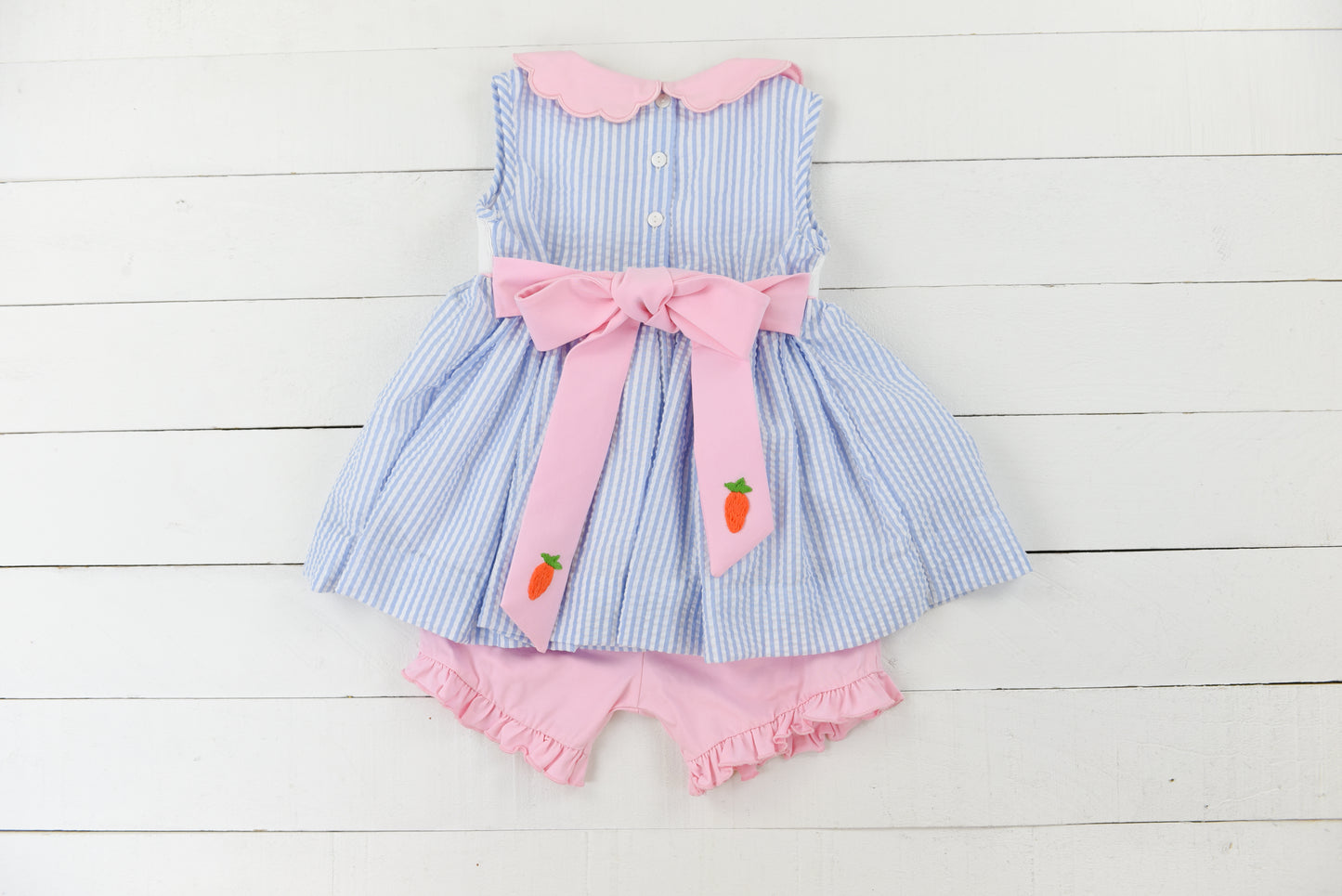 Seersucker Carrot Patch Girl Short Set