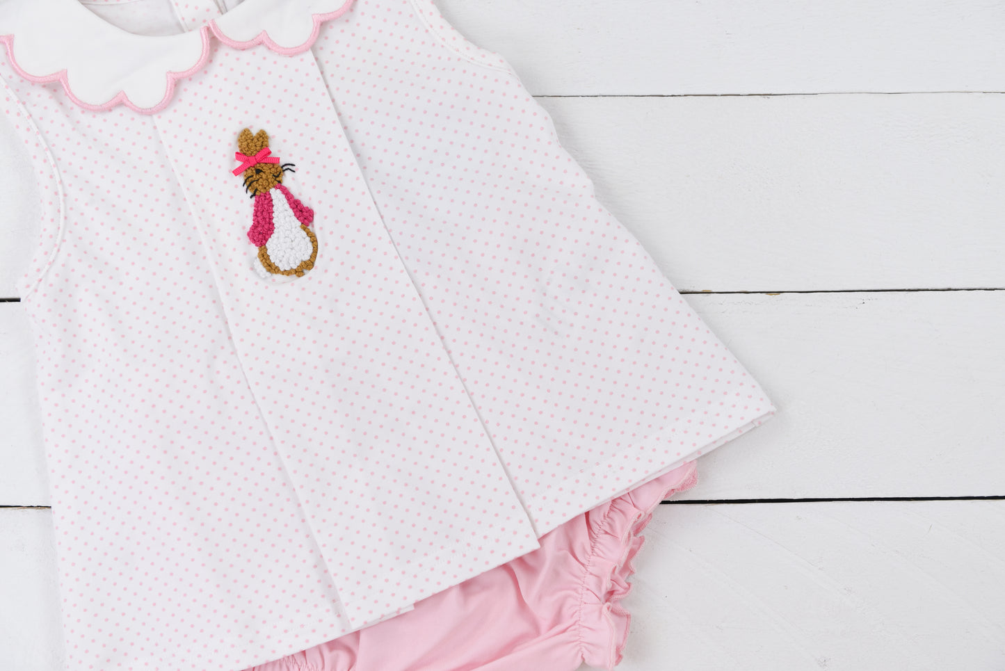 French Knot Pink Rabbit Bloomer Set