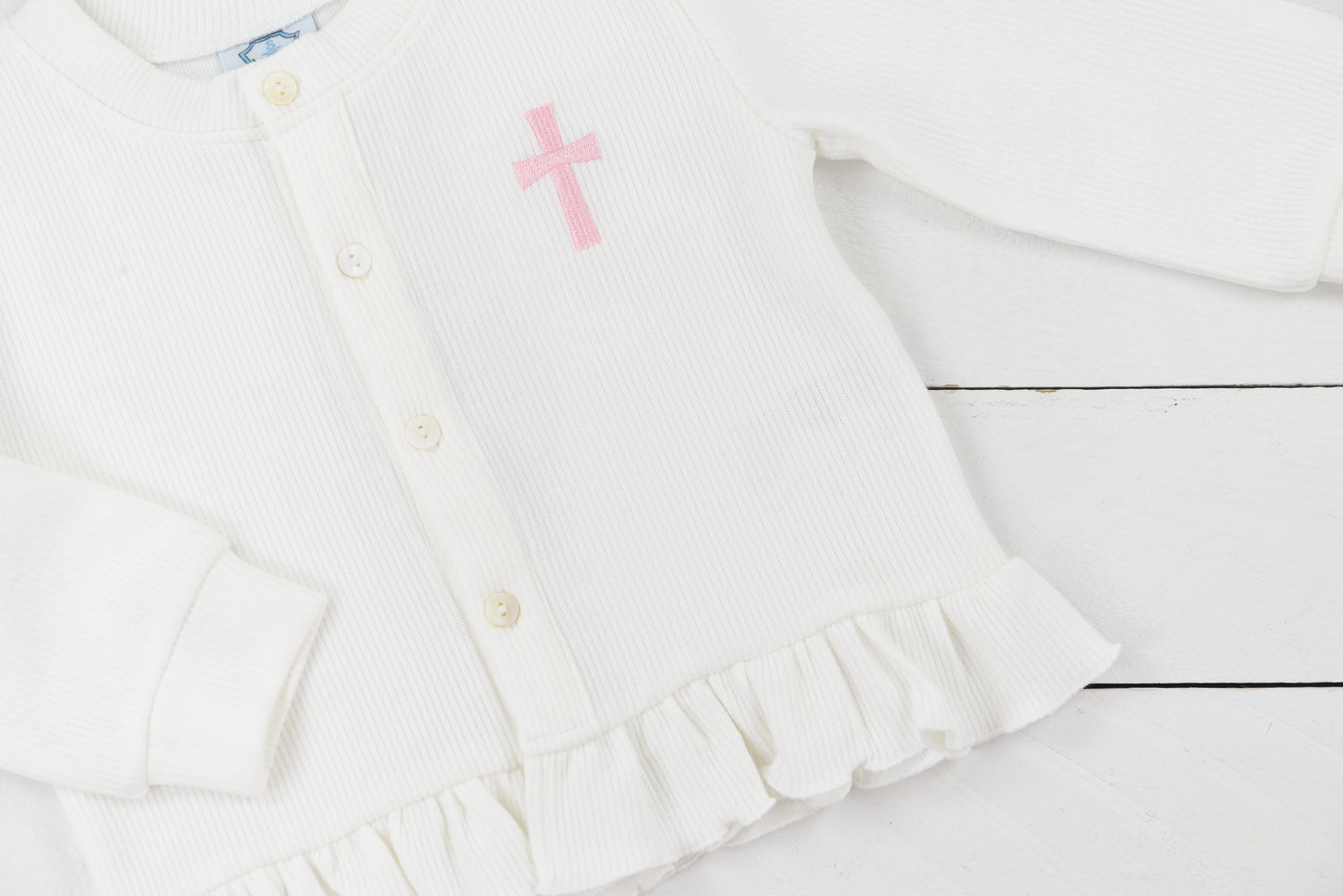 Pink Cross White Cardigan