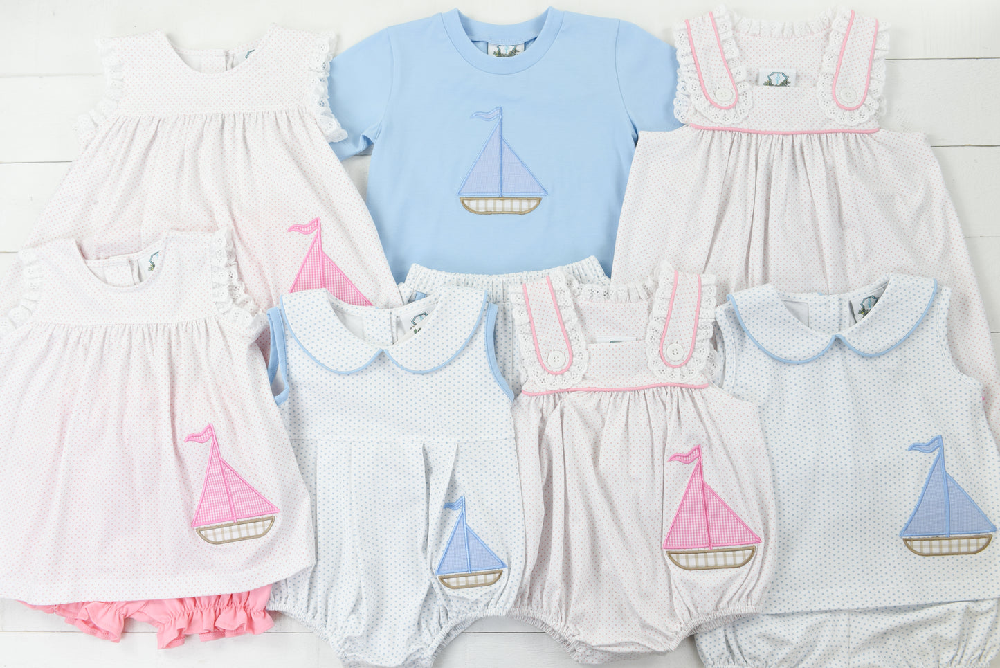 PO99: Applique Sailboat Boy Bubble Short Set