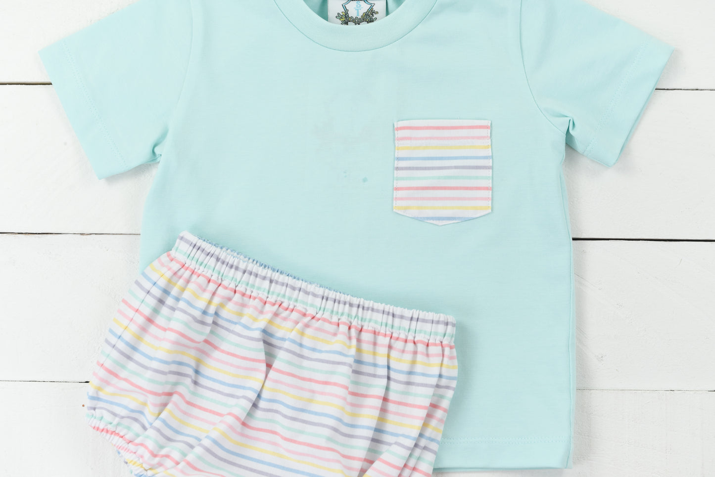 PO99: Mint and Pastel Stripes Diaper Set