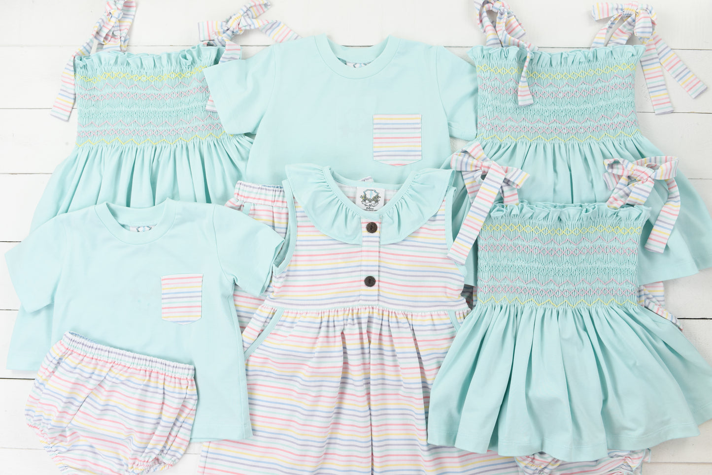 PO99: Mint and Pastel Stripes Boy Short Set