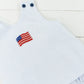 Blue Seersucker Flag Girl Bubble Short Set