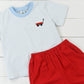 Little Red Wagon Knit Short Set
