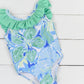 Floral 1pc Ruffle Swimsuit