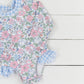 Blue Gingham & Floral Longsleeve 1pc Swimsuit