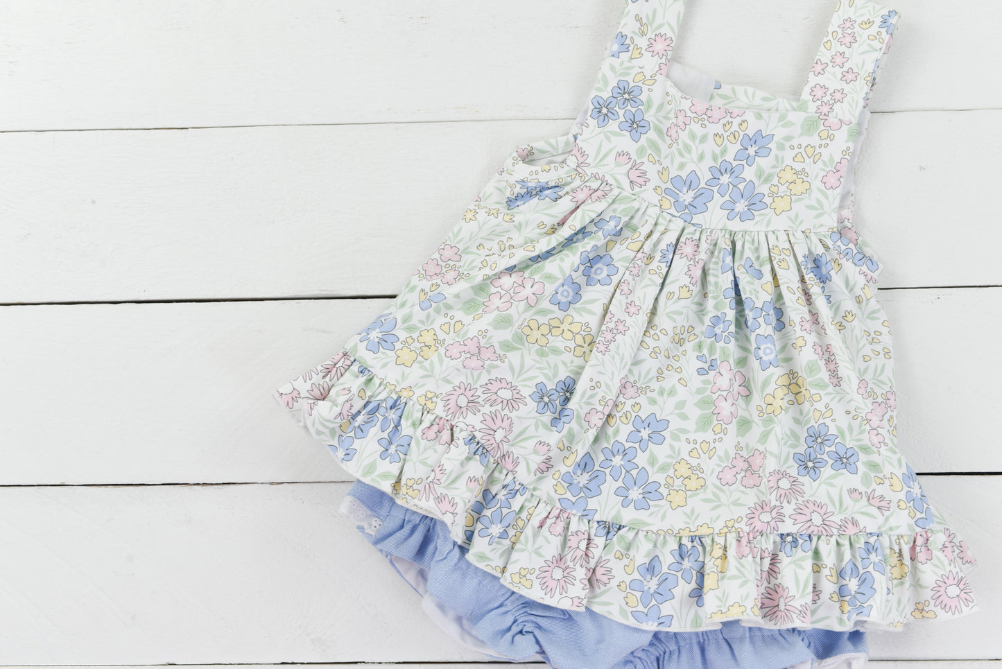 Yellow Simple Floral Bloomer Set